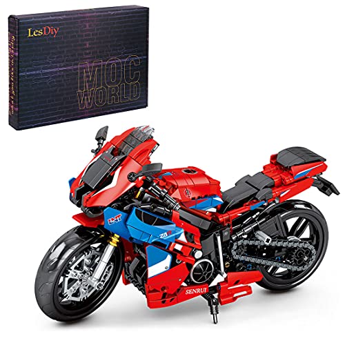 Bulokeliner Motocicleta técnica para Honda CBR, modelo de coche de carreras mecánico, 857 piezas, modelo de moto de carreras, juguete compatible con Lego