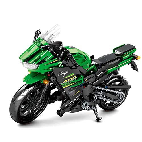 Bulokeliner Motocicleta técnica para Kawasaki Ninja 400, modelo de coche de carreras mecánico, 862 piezas, modelo de moto de carreras, juguete compatible con Lego