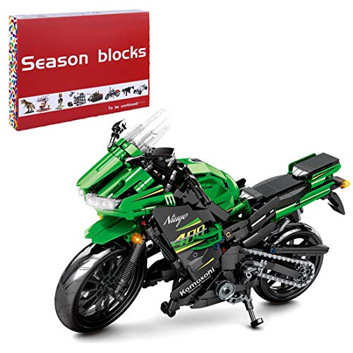 Bulokeliner Motocicleta técnica para Kawasaki Ninja 400, modelo de coche de carreras mecánico, 862 piezas, modelo de moto de carreras, juguete compatible con Lego