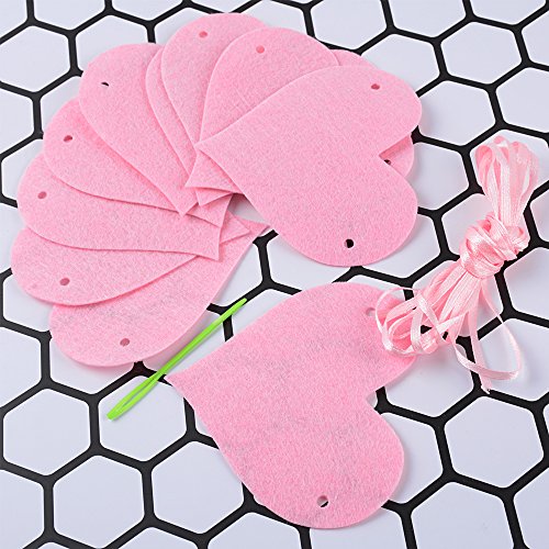 BUONDAC 2pcs Guirnaldas Banderines Banderitas Corazones Tela Decoración Fiesta Cumpleaños Boda Bautizo Jardín Hogar Banderas Triangulares Color Rosa