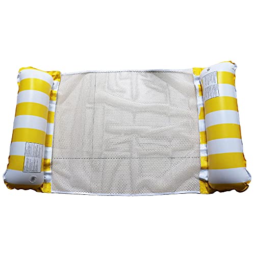 BVERIE Colchón de aire para piscina, 120 x 70 cm, multifunción 4 en 1, hamaca inflable para niños, juguete para piscina, color amarillo