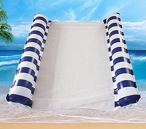 BVERIE Colchón de aire Piscina Colchón de aire Piscina Adulto Piscina Inflable Sillón inflable 120 * 70 cm-Doble azul oscuro - rayas