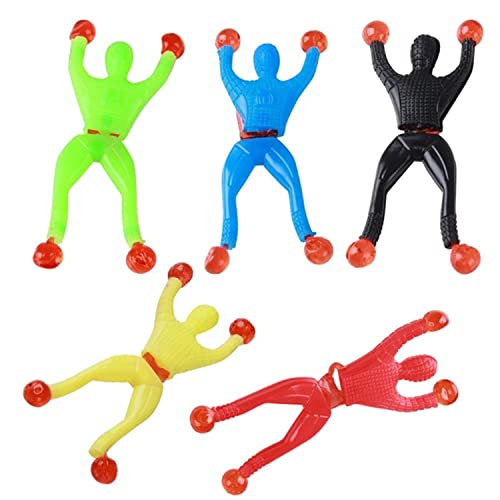 BYSN 10 Pcs Flip Sticky Wall Climbing Spiderman, Rastreadores de Ventana Escaladores de Pared Juguetes pegajosos rodantes, Escaladores de Paredes pegajosas - Regalo Divertido para niños