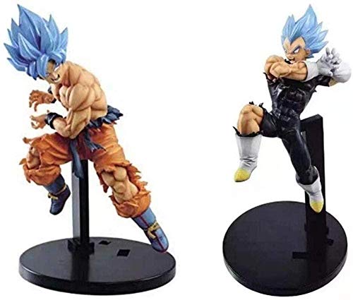 Cabilock 2 unids/Set 17 cm Dragon Ball Super película Broly Tag Fighters Goku Vegeta SSJ Figura de Pelo Azul Brinquedos PVC Figura de acción Juguetes Chico Regalo