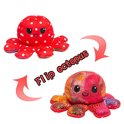 CACAIMAO Lindo Flip Octopus Peluche De Juguete Expresión De Doble Cara Flip Pulpo Muñeca Decoración De Halloween Decoración Decoración del Hogar Muñeca Vacaciones Regalo Creativo Height 20cm