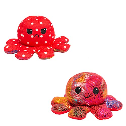 CACAIMAO Lindo Flip Octopus Peluche De Juguete Expresión De Doble Cara Flip Pulpo Muñeca Decoración De Halloween Decoración Decoración del Hogar Muñeca Vacaciones Regalo Creativo Height 20cm