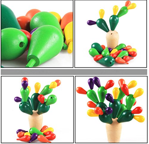 Cactus Equilibrio Ninos Edificios Juguete Colorido Construccion Madera Montaje Desmontaje Apilado Bloque Juego Creativo DIY Toys 28 Pcs 3 Anos y Mas