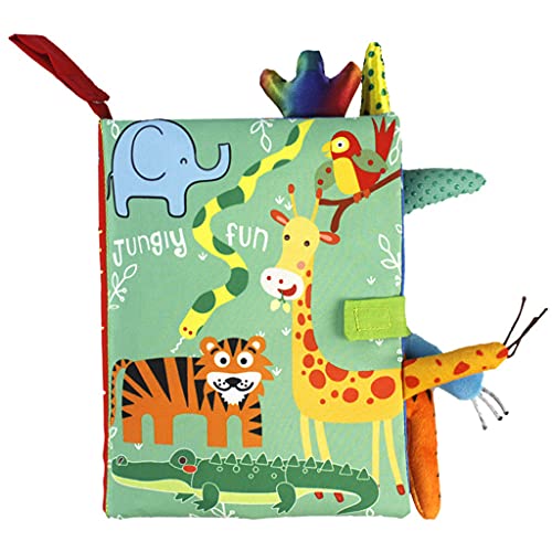 CAFFAINA Juguete Interactivo Montessori de Juguete Suave, Libro de Tela de poliéster, Libro de Lectura de estimulación, Regalo de Aprendizaje temprano para bebés, Libro de enseñanza, Tigre