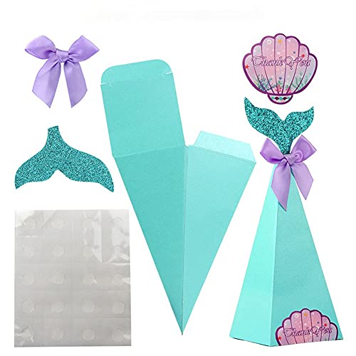 Cajas de Sirenas, Paquete de 20 Cajas de Regalo de Fiesta de Sirena, Cajas de Dulces, para Bodas Temáticas de Sirena, Fiesta de Sirena Bajo el Mar