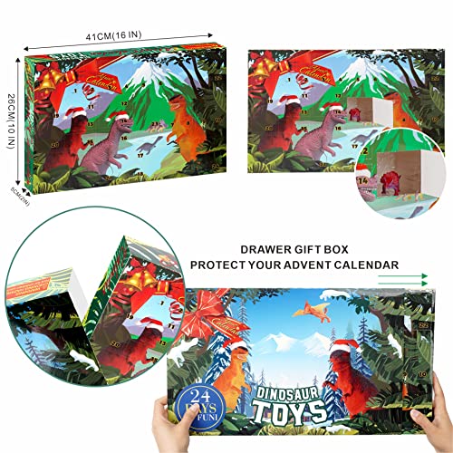 Calendario de Adviento 2021, Calendario de Adviento de Dinosaurio para Niños, Vacaciones de Navidad Calendario de Cuenta Regresiva de 24 Días Juguetes Calendario de Adviento Regalo Sorpresa de Navidad