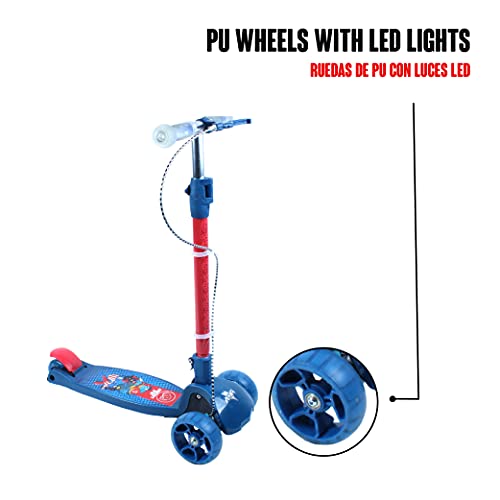 Calma Dragon DC210C3, Patinete para niños, Scooter Freestyle, con Ruedas Luminosas y Manillar Ajustable, Plegable, con Freno en el Manillar, Monopatín para niñas y niños, con Luces Led (Azul)