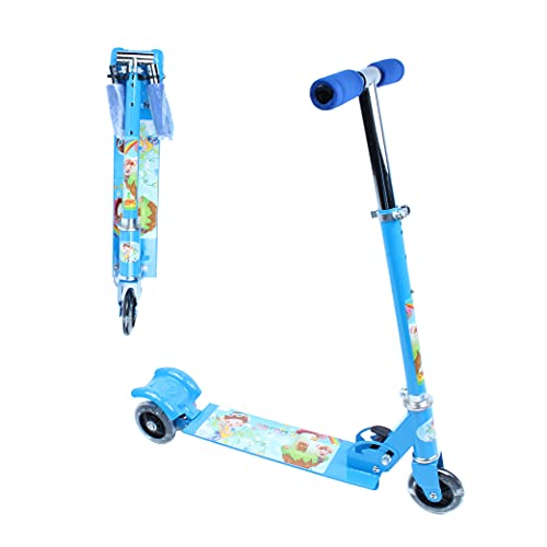 Calma Dragon DC630, Patinete para niños, Scooter Freestyle, con Ruedas Luminosas y Manillar Ajustable, Dos Ruedas, Plegable, Monopatín para niñas y niños, con Luces Led (Azul)