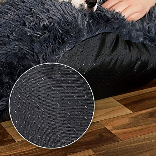 Cama para mascotas Donas redondas lavables y esponjosas Cama para perros de felpa compresiva linda Cama para gatos Almohada para perros Sofá para perros Cama para mascotas - Gris oscuro M