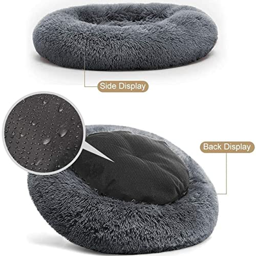 Cama para mascotas Donas redondas lavables y esponjosas Cama para perros de felpa compresiva linda Cama para gatos Almohada para perros Sofá para perros Cama para mascotas - Gris oscuro M