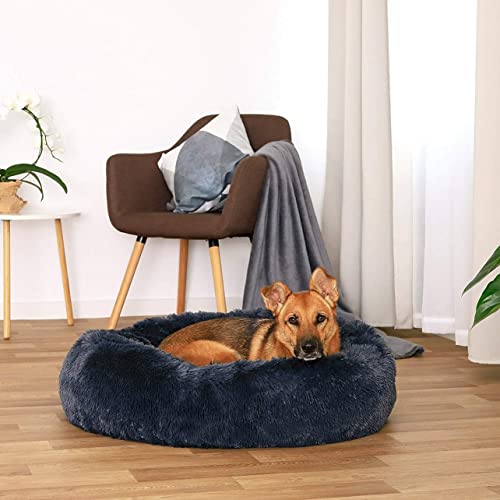 Cama para mascotas Donas redondas lavables y esponjosas Cama para perros de felpa compresiva linda Cama para gatos Almohada para perros Sofá para perros Cama para mascotas - Gris oscuro M