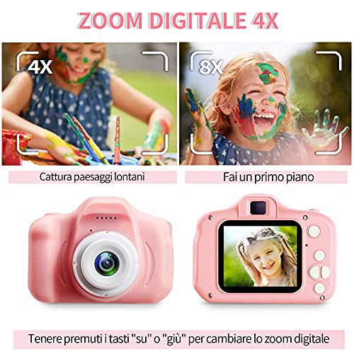 Cámara de fotos digital para niños y niñas, cámara de vídeo HD 1080P, para todos los pequeños, juguetes para cámara de fotos para regalo de cumpleaños, para 3, 4, 5, 6, 7, 8 años (rosa)