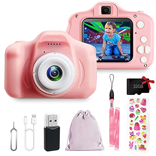 Cámara de fotos digital para niños y niñas, cámara de vídeo HD 1080P, para todos los pequeños, juguetes para cámara de fotos para regalo de cumpleaños, para 3, 4, 5, 6, 7, 8 años (rosa)