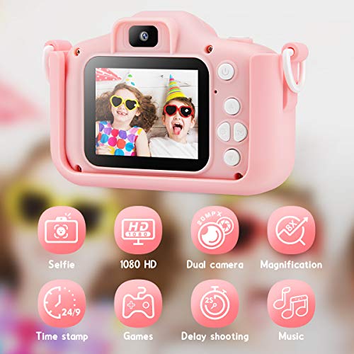 Cámara de niños para niñas y niños pequeños – Mini cámara digital Juguetes para 3 4 5 6 7 8 años – Anti-caída 20.0MP Selfie doble videocámara – pantalla de 2.0 pulgadas + tarjeta SD 32GB