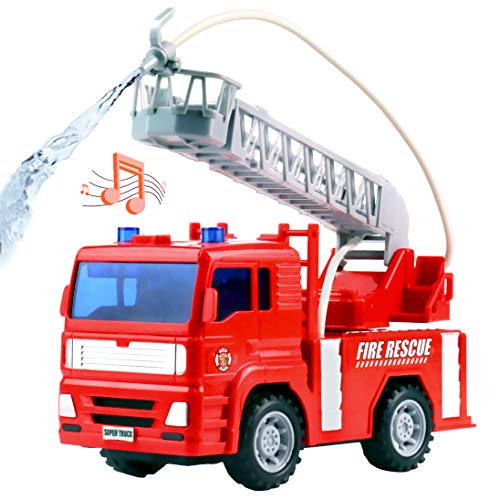 Camión de Bomberos Juguete – Camion de Bomberos Coches de Juguetes con Bomba de Agua Juego Educación Regalo para Niño 3 4 5 6 Años