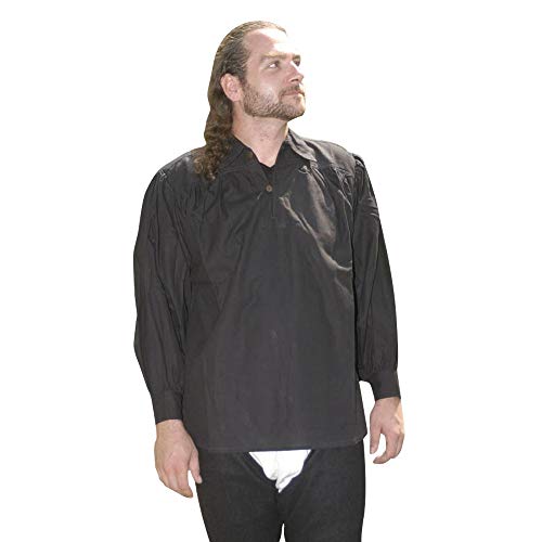 Camisa medieval de algodón con cuello alto SAY / Color: negro / Vestimenta Medieval / Syndicate Armory