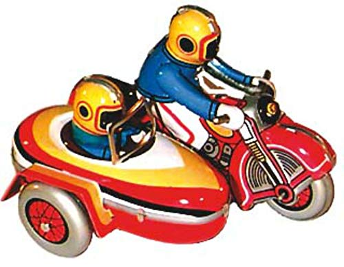 CAPRILO Juguete Infantil Decorativo de Hojalata Moto Sidecar. Vehículos a Escala. Juguetes y Juegos de Colección. Regalos Originales Navidad, Reyes o Cumpleaños. Decoración Clásica.