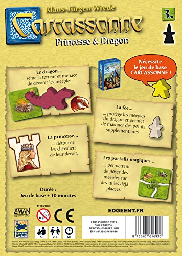 Carcassonne - Expansión: Princesa y Dragon - Asmodee - Juego de Mesa - Juego de láminas