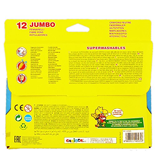 Carioca - Bolsa de cartón con 12 rotuladores de colores Jumbo (40565)