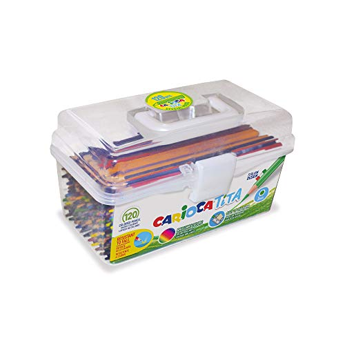 Carioca Maletín TITA | Lápices de Colores, Caja Portátil de Lápices Super Resistentes en Resina con Cuerpo Hexagonal y Mina Super Resistente a Las Caídas, Colores Surtidos, 120 Uds