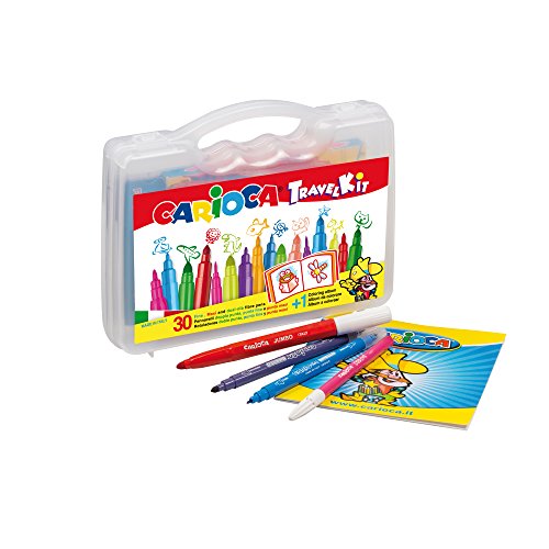 CARIOCA Travel Kit | 43260 - Maletín de Plástico con Colores, Álbum Inclído, 30 Unidades