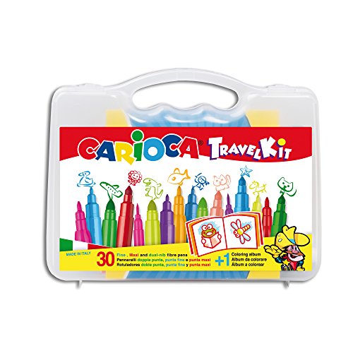 CARIOCA Travel Kit | 43260 - Maletín de Plástico con Colores, Álbum Inclído, 30 Unidades