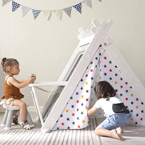 Carpa de juegos clásica para niños, casa de juegos interior con columpio, silla, mesa, puerta - casa de juegos de plástico, plegable con accesorios, para niños y niñas,Grey