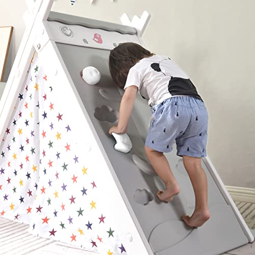 Carpa de juegos clásica para niños, casa de juegos interior con columpio, silla, mesa, puerta - casa de juegos de plástico, plegable con accesorios, para niños y niñas,Grey