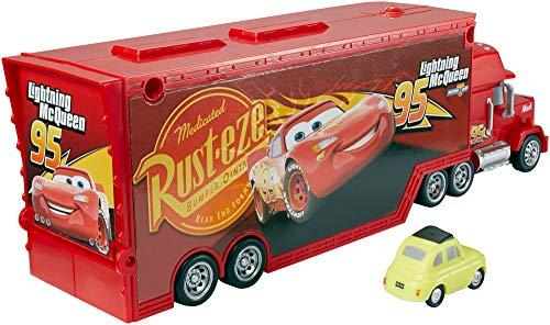 Cars Camión Mack Gran Viaje, transportador de coches de juguete (Mattel DXY87)