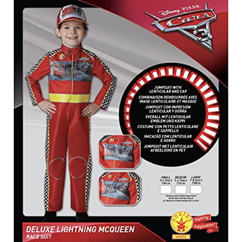 Cars - Disfraz de piloto Rayo McQueen Deluxe para niño, infantil 7-8 años (Rubie's 640055-L)