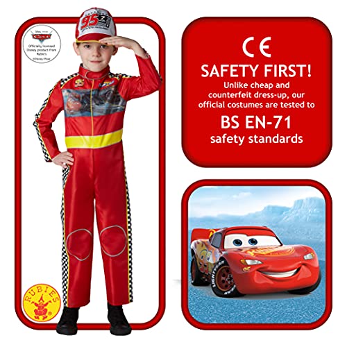 Cars - Disfraz de piloto Rayo McQueen Deluxe para niño, infantil 7-8 años (Rubie's 640055-L)