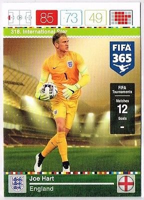 Carta coleccionable Panini Adrenalyn XL FIFA 365 Joe Hart International Star Trading