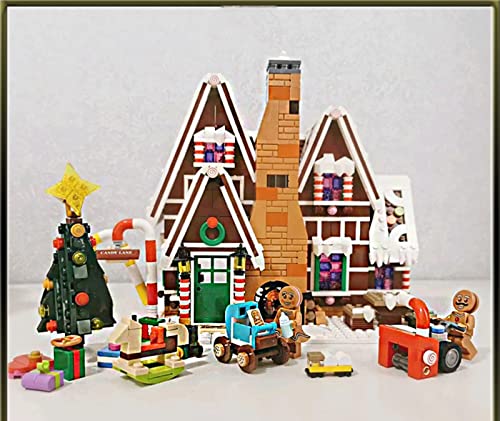 Casa de Pan Jengibre Navidad, 1691 Piezas Modelo Arquitectura Casa Modular, Bloques Construcción Modelo Casa Navidad para Niños y Adultos, Compatible con Lego A,One Size