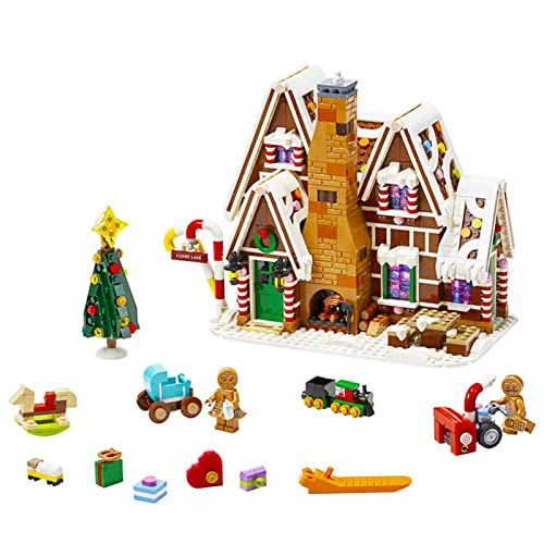 Casa de Pan Jengibre Navidad, 1691 Piezas Modelo Arquitectura Casa Modular, Bloques Construcción Modelo Casa Navidad para Niños y Adultos, Compatible con Lego A,One Size