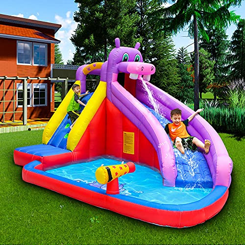 Casa de Rebote Inflable del tobogán de Agua para el Juego de la Fiesta del jardín al Aire Libre de la Familia Castillo Inflable del bounter con el Parque de la Diapositiva del agua-370x260x200cm