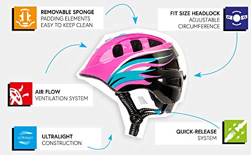 Casco Bicicleta Casco Biciclea Casco Bici Casco de Bicicleta para niños y jóvenes Casco MTB Carretera Ciclismo Skate Bicicleta patineta Patines monopatines MA-2 (S(48-52cm), Orbit Pink)