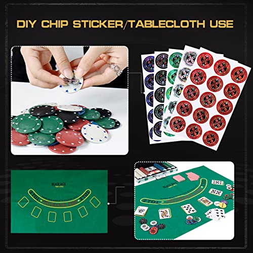 CCLIFE Maletín Aluminio de Póker ste Profesional 300 / 500 Chips Barajas de Cartas, Ficha con Poker,Tapete y 5 Dados, Tamaño:DPKST002A0500snt