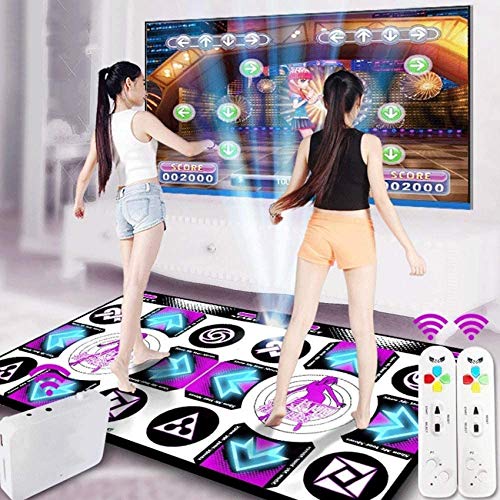 CCLLA Alfombrillas de Baile Dobles inalámbricas LED, máquina de Baile somatosensorial 3D, Equipada con Receptor inalámbrico, Compatible con TV/PC, Sistema operativo inglés, Alfombra de Juego SUA