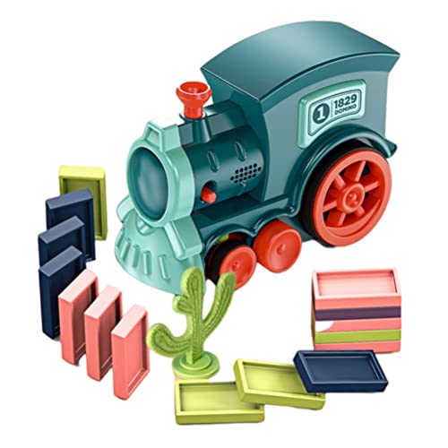 CeFurisy Juego de 60 piezas de juguete Domino con tracción automática del tren eléctrico, apilables, regalos creativos para niños y niñas