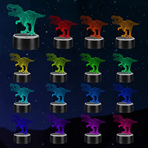 CENOVE 3D Dinosaurio Luz de noche, 4 Paquete Lámpara de Noche LED con Cambio de 16 Colores y 4 Modos, Regalo para niños mayores de 4 5 6