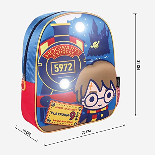 CERDÁ LIFE'S LITTLE MOMENTS, Mochila Luces LED Escolar de Harry Potter-Licencia Oficial Warner Bros para Niños, Rojo, Edad recomendada-idónea para peques de preescolar de 2 a 6 años