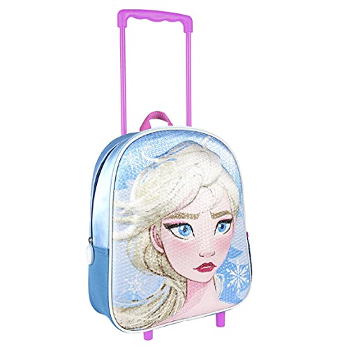 Cerdá, Mochila con Ruedas Infantil 3D de Frozen 2 con Lentejuelas-Licencia Oficial Disney Studios Unisex niños, Multicolor, 260X310X100MM