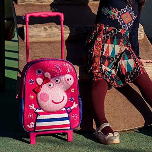 Cerdá, Mochila con Ruedas Infantil 3D Peppa Pig-Licencia Oficial Nickelodeon Unisex niños, Multicolor, 260X310X100MM