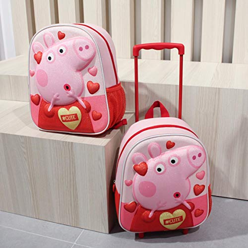 Cerdá, Mochila con Ruedas Infantil 3D Peppa Pig-Licencia Oficial Nickelodeon Unisex niños, Multicolor, 260X310X100MM