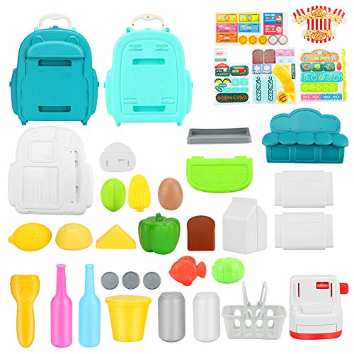 CestMall Juguetes de Juego de rol, Juegos de Juguetes de supermercado de Compras, Juego de 37 Piezas, Juego de simulación, Juguete de Preescolar con Accesorios de Alimentos, Juguete Educativo