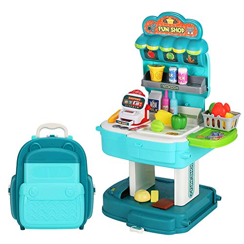 CestMall Juguetes de Juego de rol, Juegos de Juguetes de supermercado de Compras, Juego de 37 Piezas, Juego de simulación, Juguete de Preescolar con Accesorios de Alimentos, Juguete Educativo